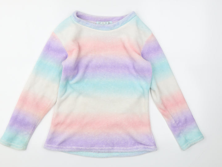 JUST LIKE YOU Girls Multicoloured Striped Top Pyjama Top Size 10-11 Years