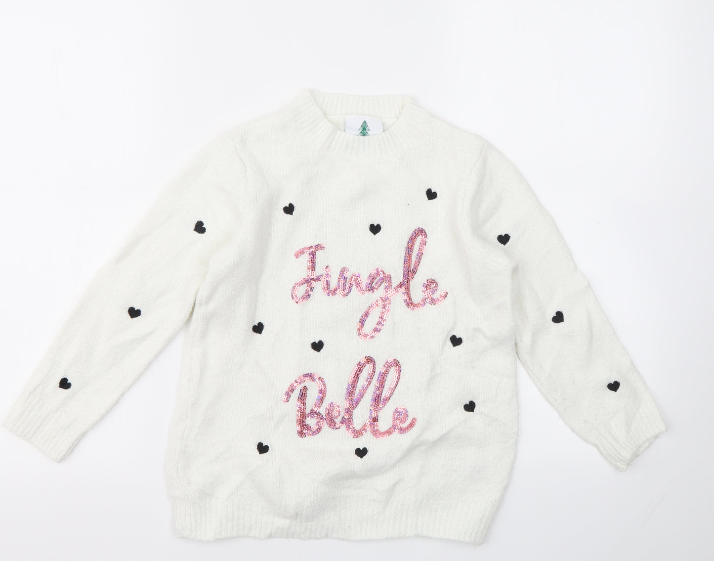 George Girls White Geometric  Pullover Hoodie Size 6-7 Years