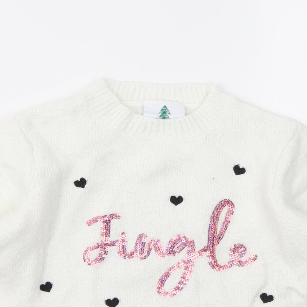 George Girls White Geometric  Pullover Hoodie Size 6-7 Years
