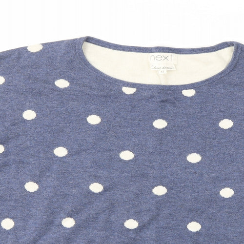 NEXT Womens Blue Polka Dot  Basic T-Shirt Size XS