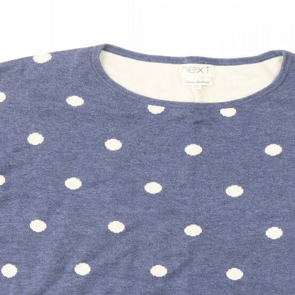 NEXT Womens Blue Polka Dot  Basic T-Shirt Size XS