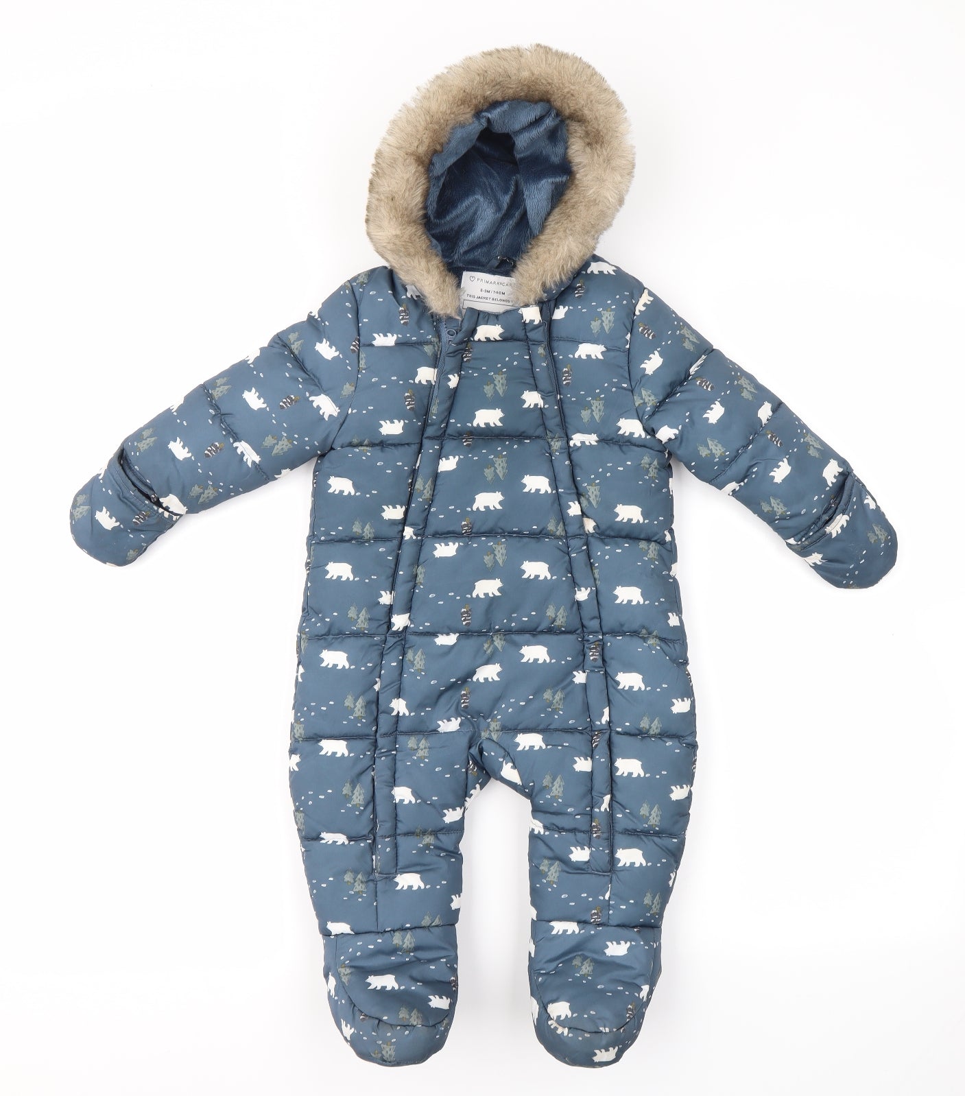 PRIMARK  Boys Blue Floral  Basic Coat Coat Size 6-9 Months