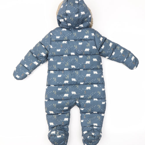 PRIMARK  Boys Blue Floral  Basic Coat Coat Size 6-9 Months