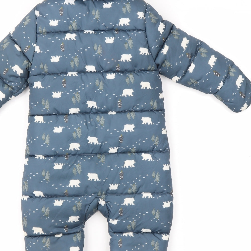 PRIMARK  Boys Blue Floral  Basic Coat Coat Size 6-9 Months