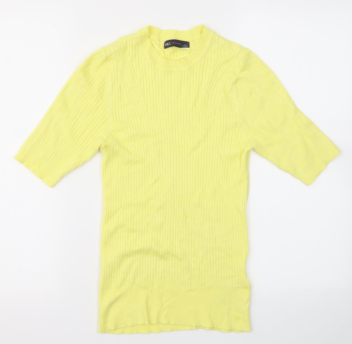 M&S Womens Yellow   Basic T-Shirt Size 8