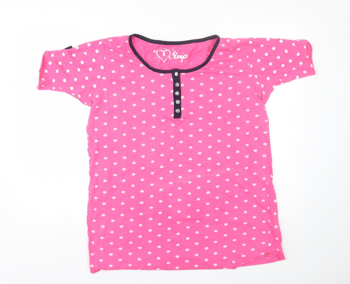 Peacocks Womens Pink Polka Dot  Top Pyjama Top Size 16