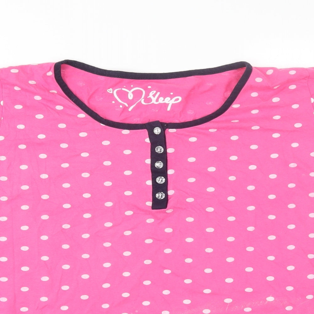 Peacocks Womens Pink Polka Dot  Top Pyjama Top Size 16