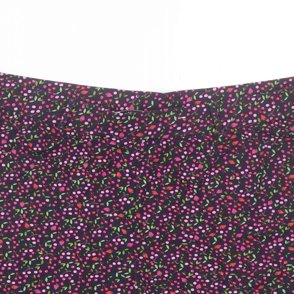 M&S Womens Blue Floral  Sweat Shorts Size 18
