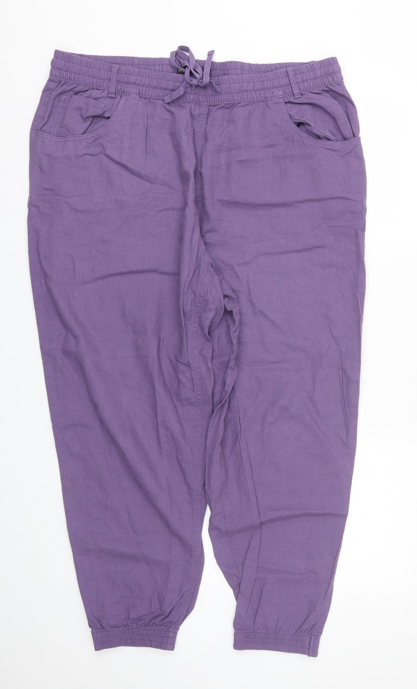 M&S Womens Purple   Capri Trousers Size 20 L25 in