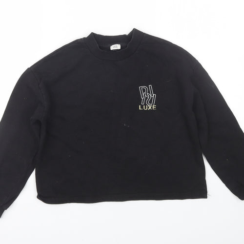 River Island Girls Black   Pullover Sweatshirt Size 9-10 Years