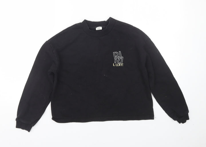 River Island Girls Black   Pullover Sweatshirt Size 9-10 Years