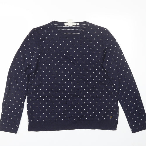 H&M Womens Blue Polka Dot  Pullover Jumper Size M