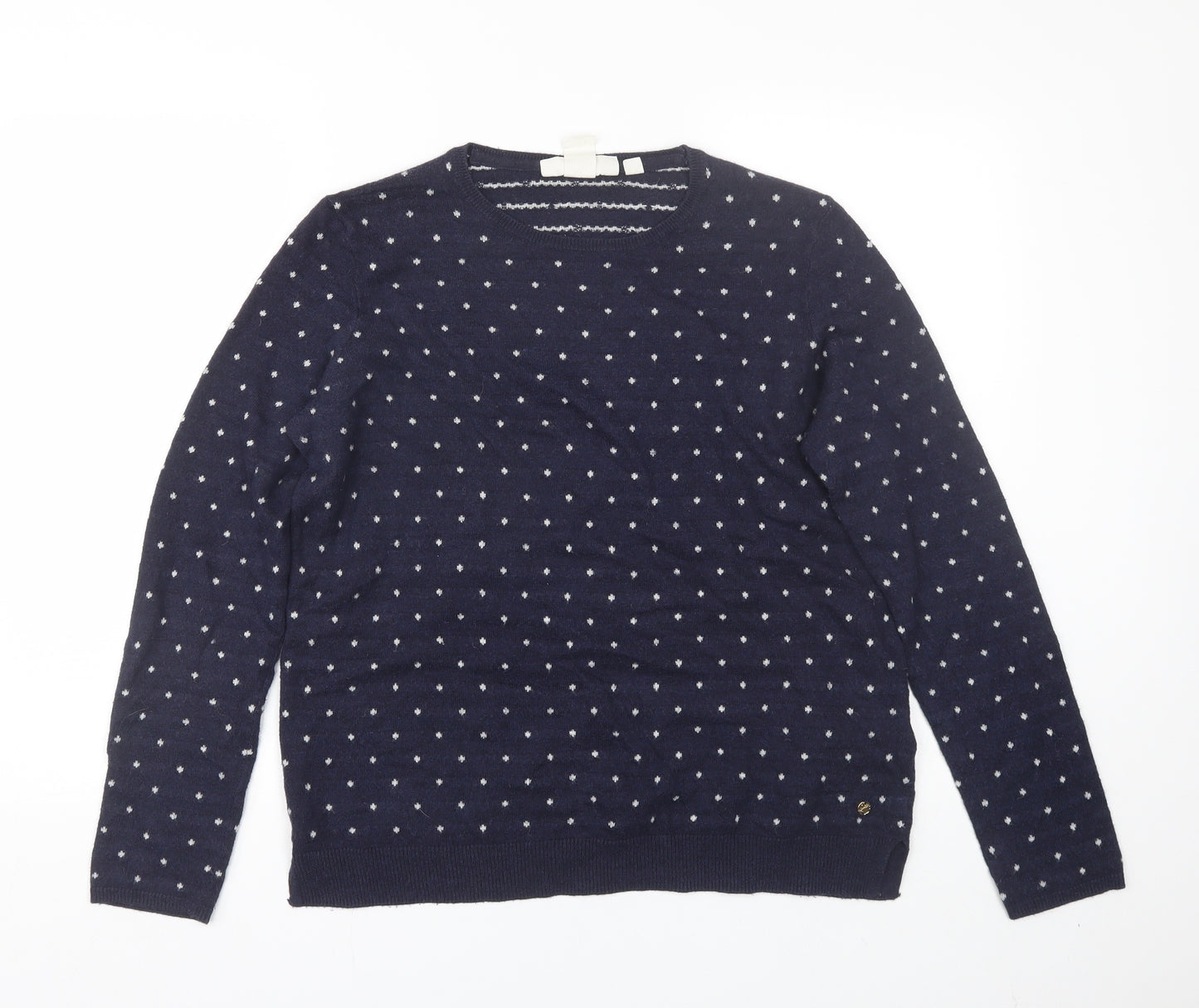 H&M Womens Blue Polka Dot  Pullover Jumper Size M