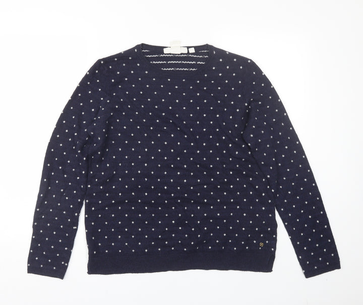 H&M Womens Blue Polka Dot  Pullover Jumper Size M