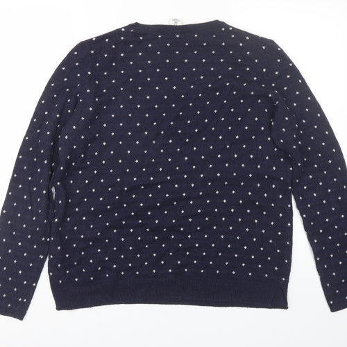 H&M Womens Blue Polka Dot  Pullover Jumper Size M