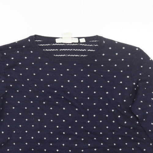 H&M Womens Blue Polka Dot  Pullover Jumper Size M