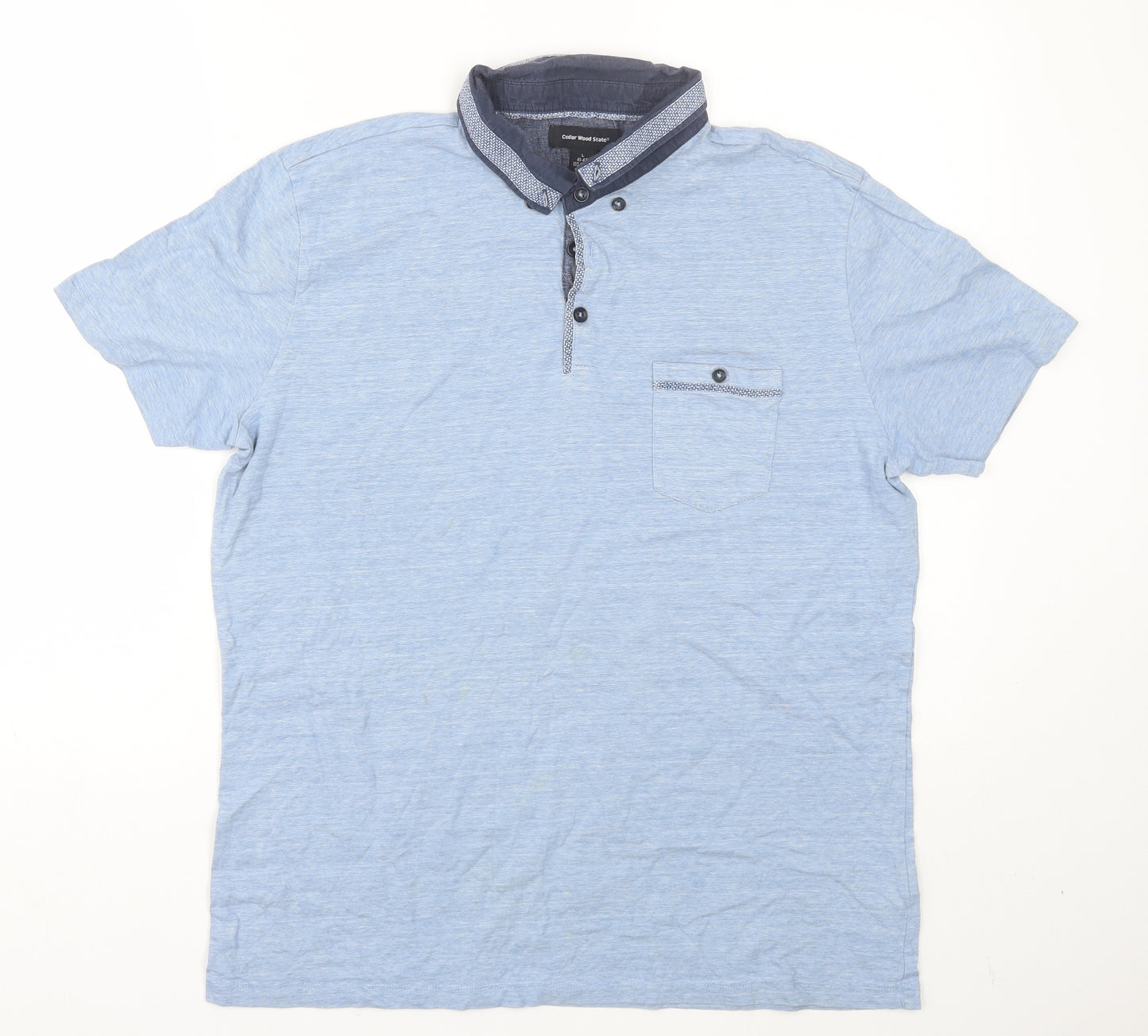 Cedar Wood State Mens Blue    Polo Size L