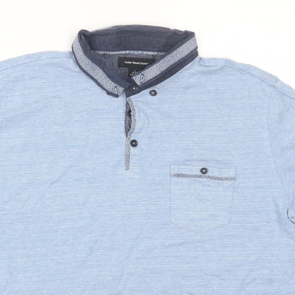Cedar Wood State Mens Blue    Polo Size L