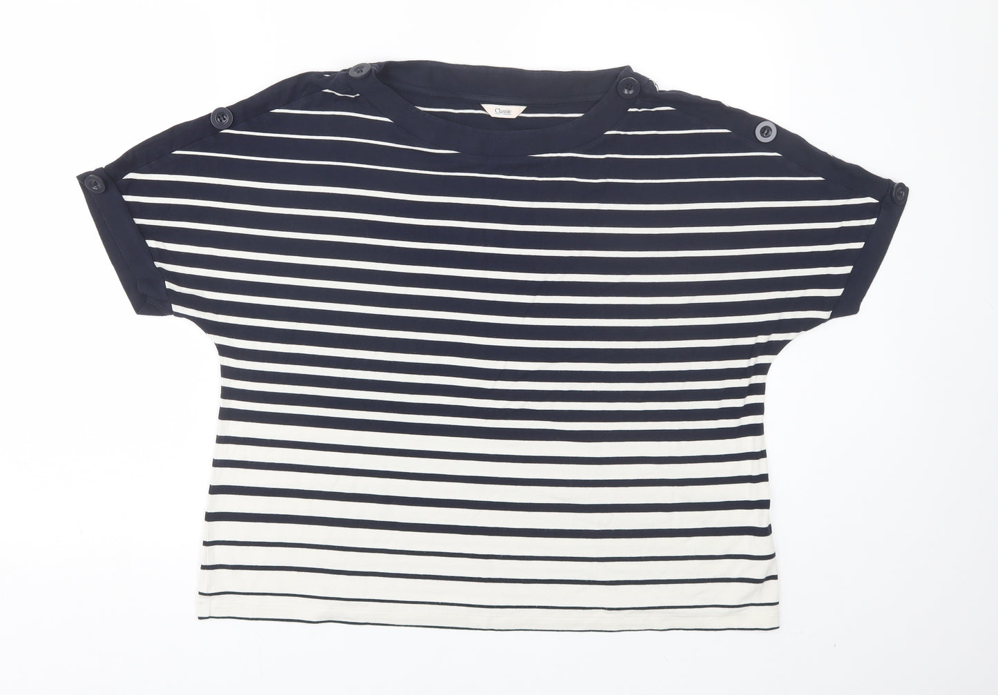 M&S Womens Blue Striped  Basic T-Shirt Size 20