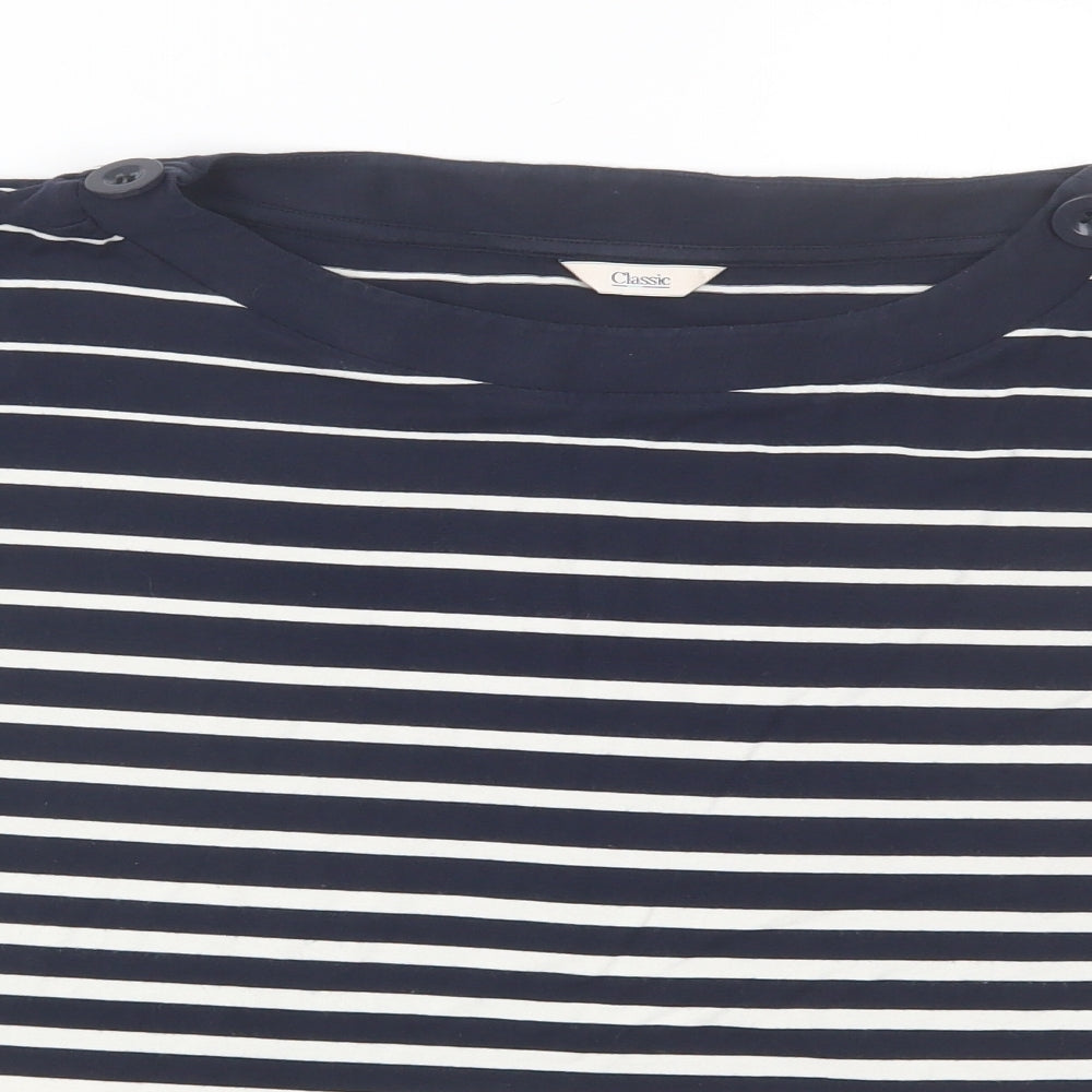 M&S Womens Blue Striped  Basic T-Shirt Size 20