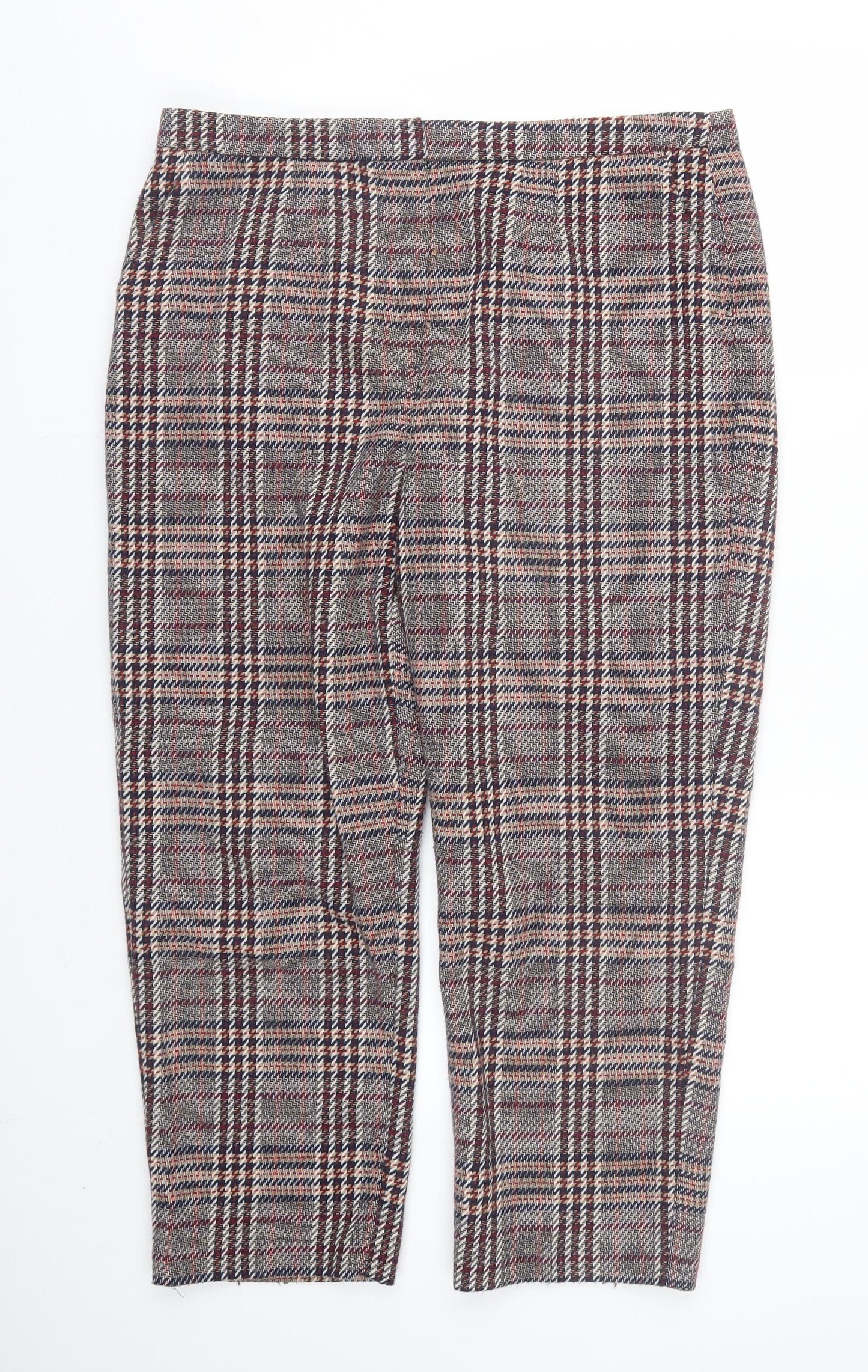 M&S Womens Multicoloured Plaid  Trousers  Size 16 L21.5 in