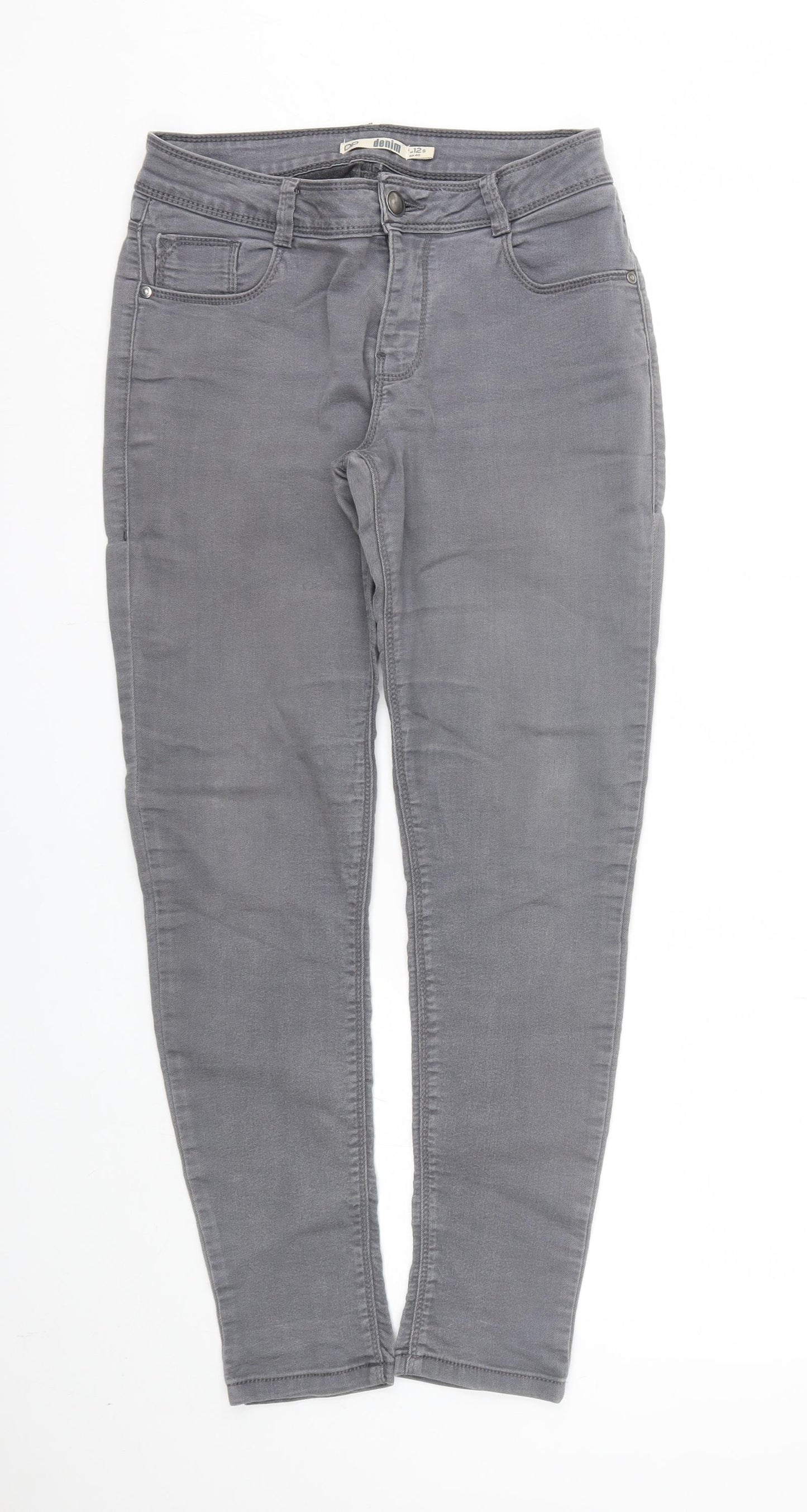 Dorothy Perkins Womens Grey  Denim Skinny Jeans Size 12 L28 in