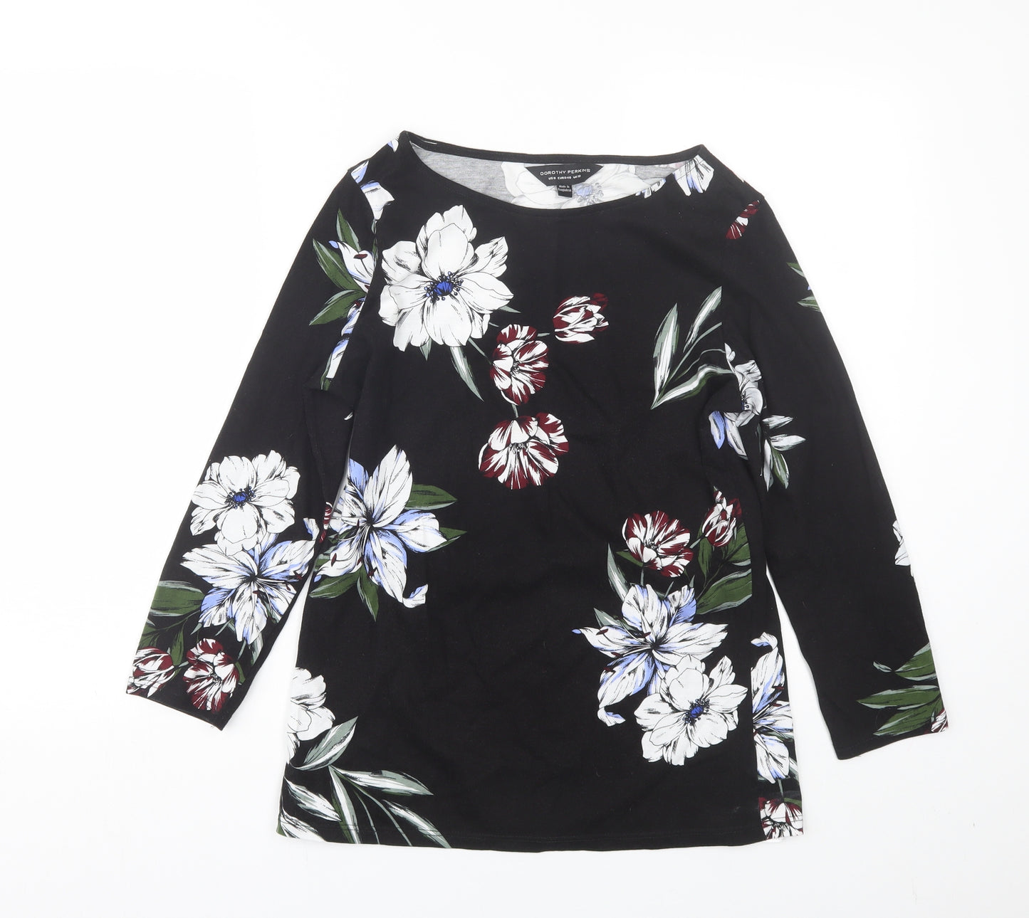 Dorothy Perkins Womens Black Floral  Basic T-Shirt Size 12