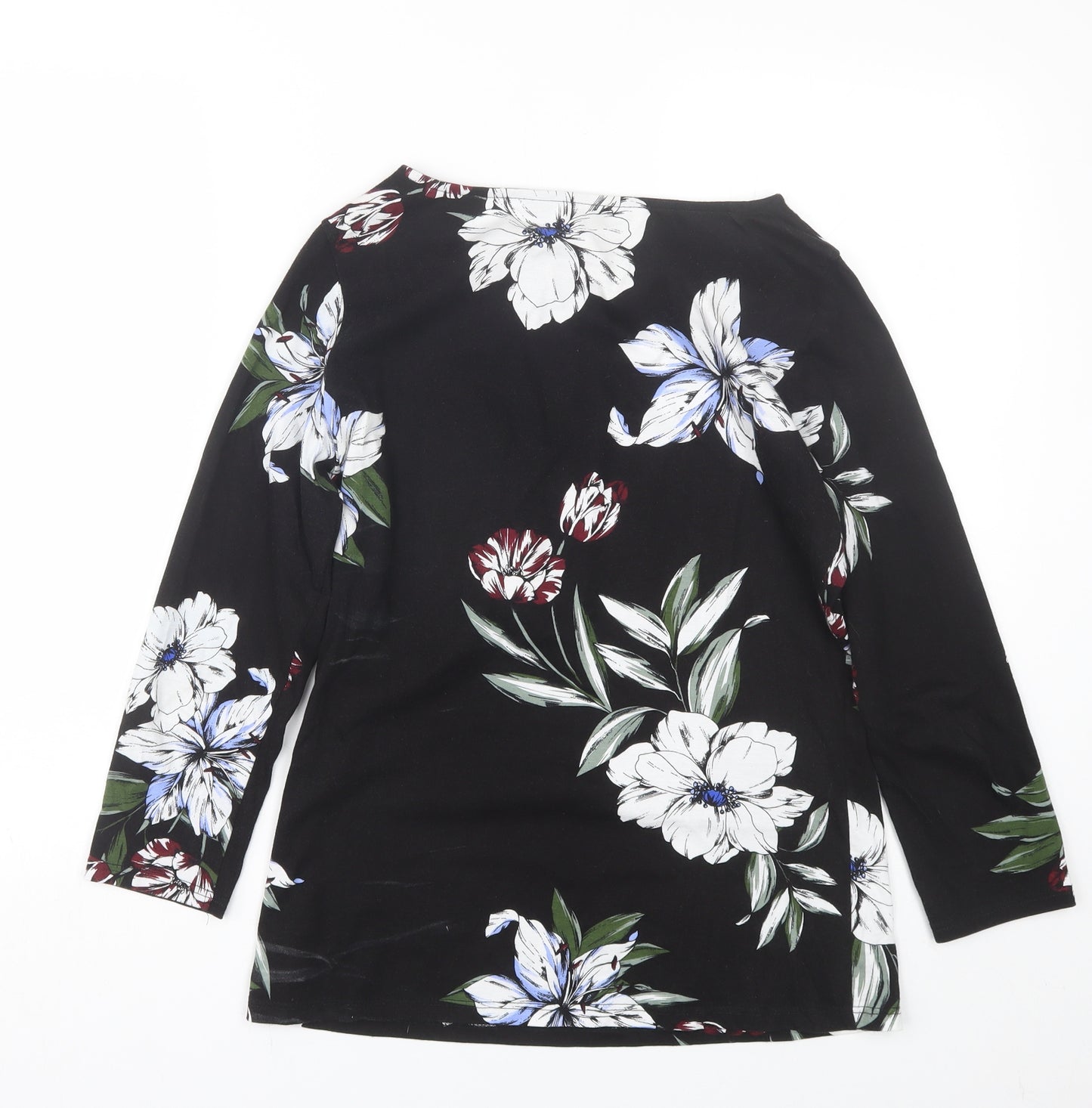 Dorothy Perkins Womens Black Floral  Basic T-Shirt Size 12