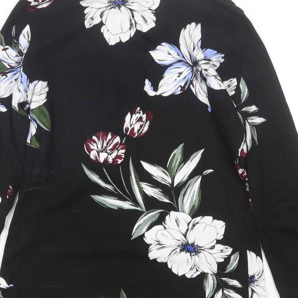 Dorothy Perkins Womens Black Floral  Basic T-Shirt Size 12