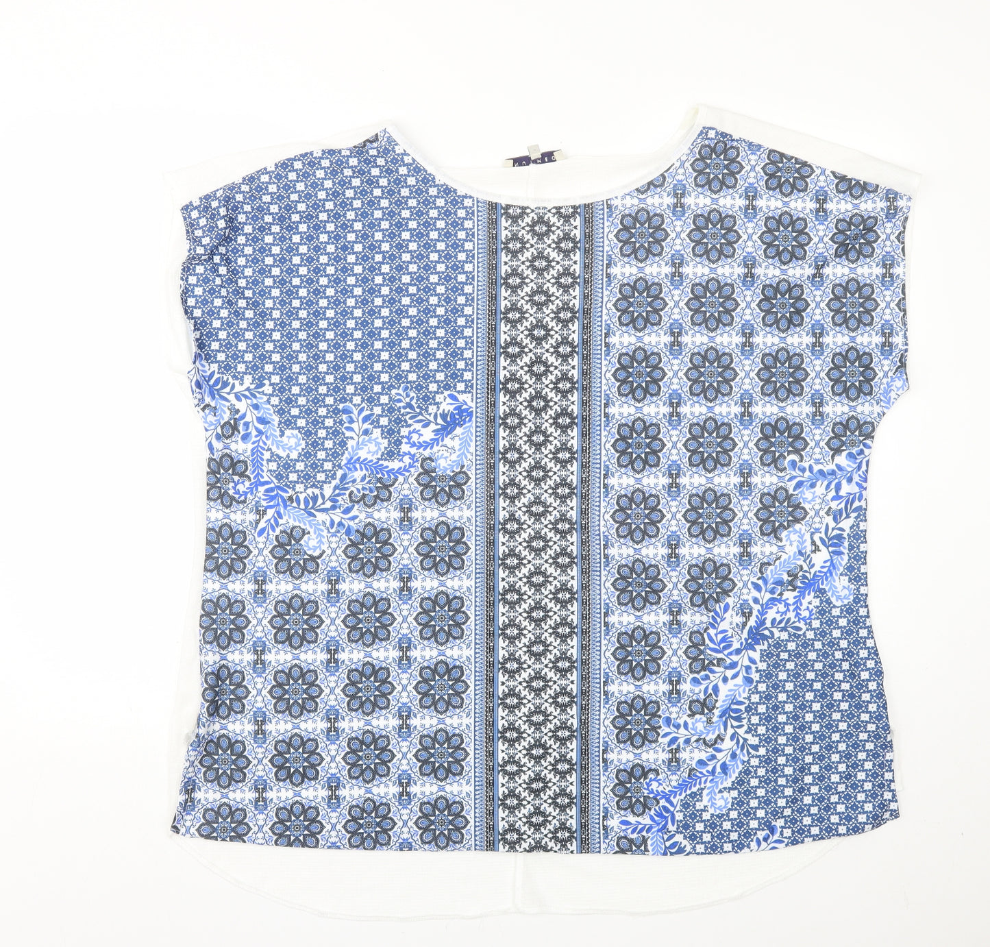 Nutmeg Womens Blue Floral  Basic T-Shirt Size 22
