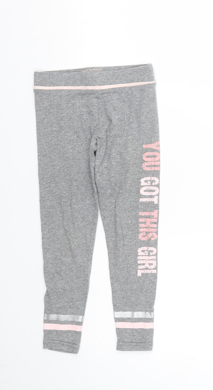 Primark Girls Grey Striped Capri Trousers Size 5-6 Years