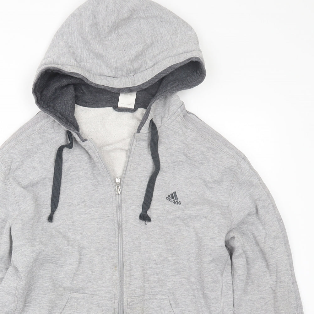 adidas Mens Grey Striped  Full Zip Hoodie Size L