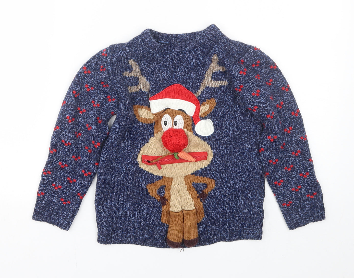 George Boys Blue   Pullover Jumper Size 5-6 Years  - christmas