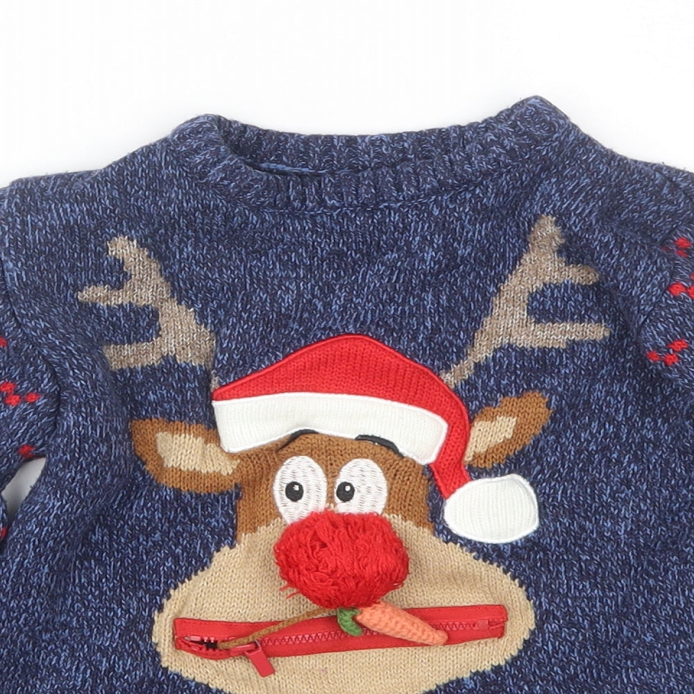 George Boys Blue   Pullover Jumper Size 5-6 Years  - christmas
