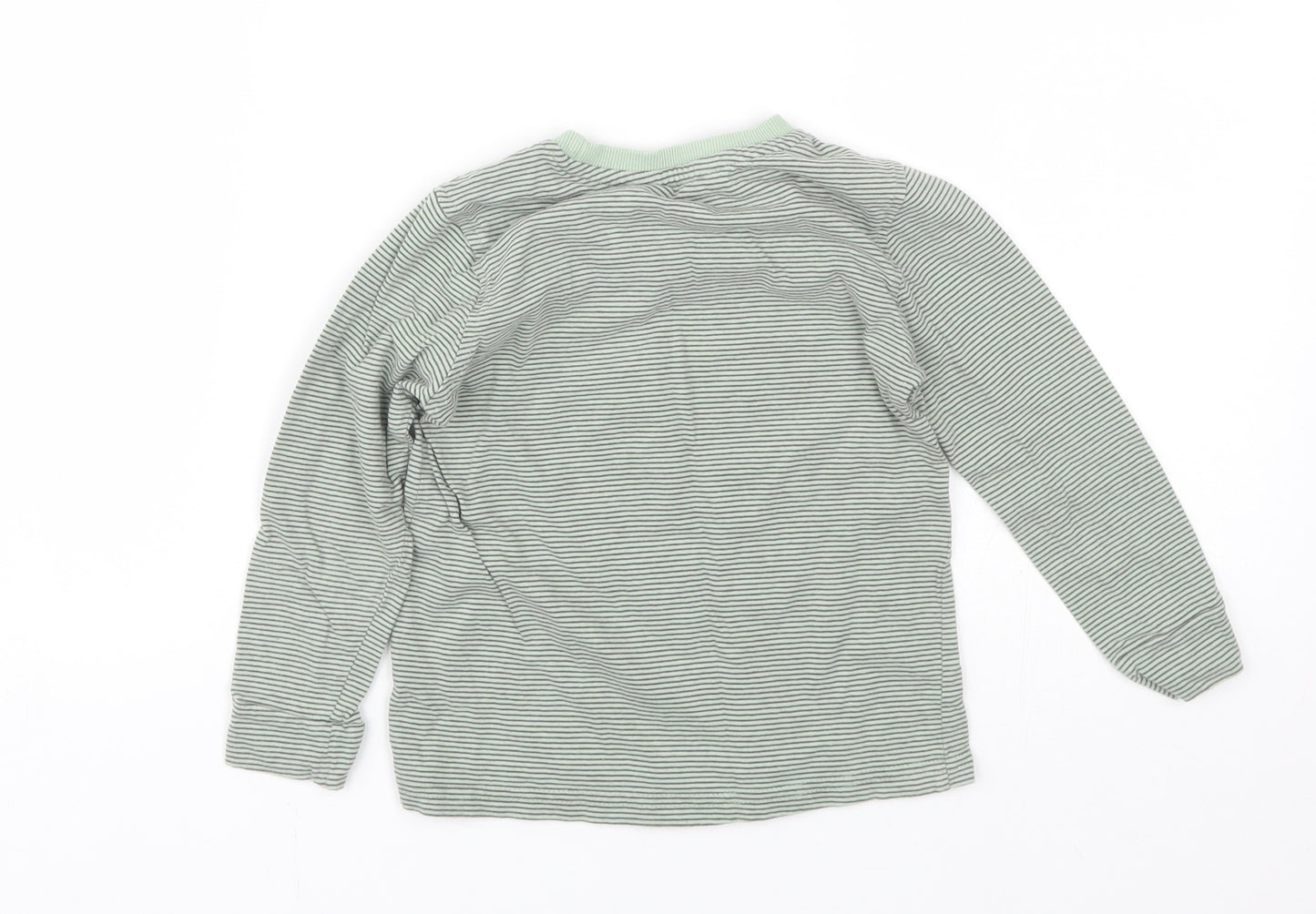 George Boys Green Striped  Basic T-Shirt Size 4-5 Years  - Dinosaur