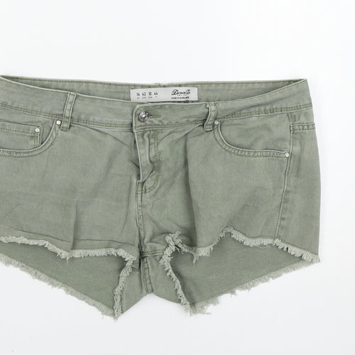 Denim & Co. Womens Green   Hot Pants Shorts Size 16