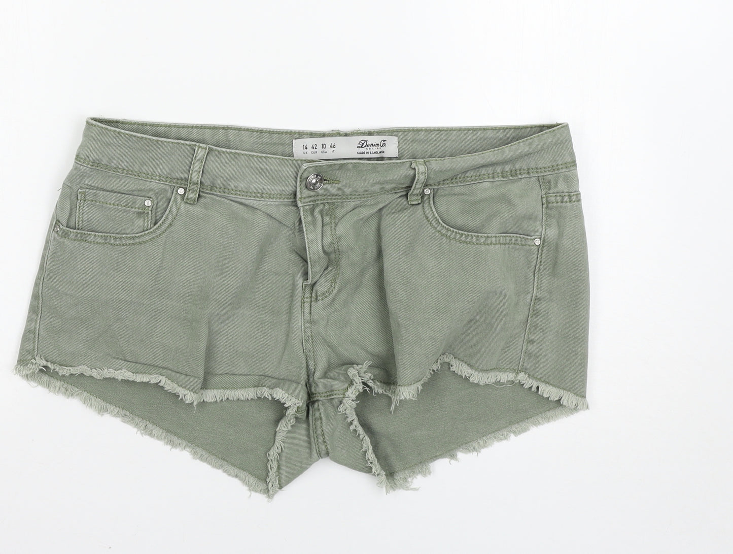 Denim & Co. Womens Green   Hot Pants Shorts Size 16