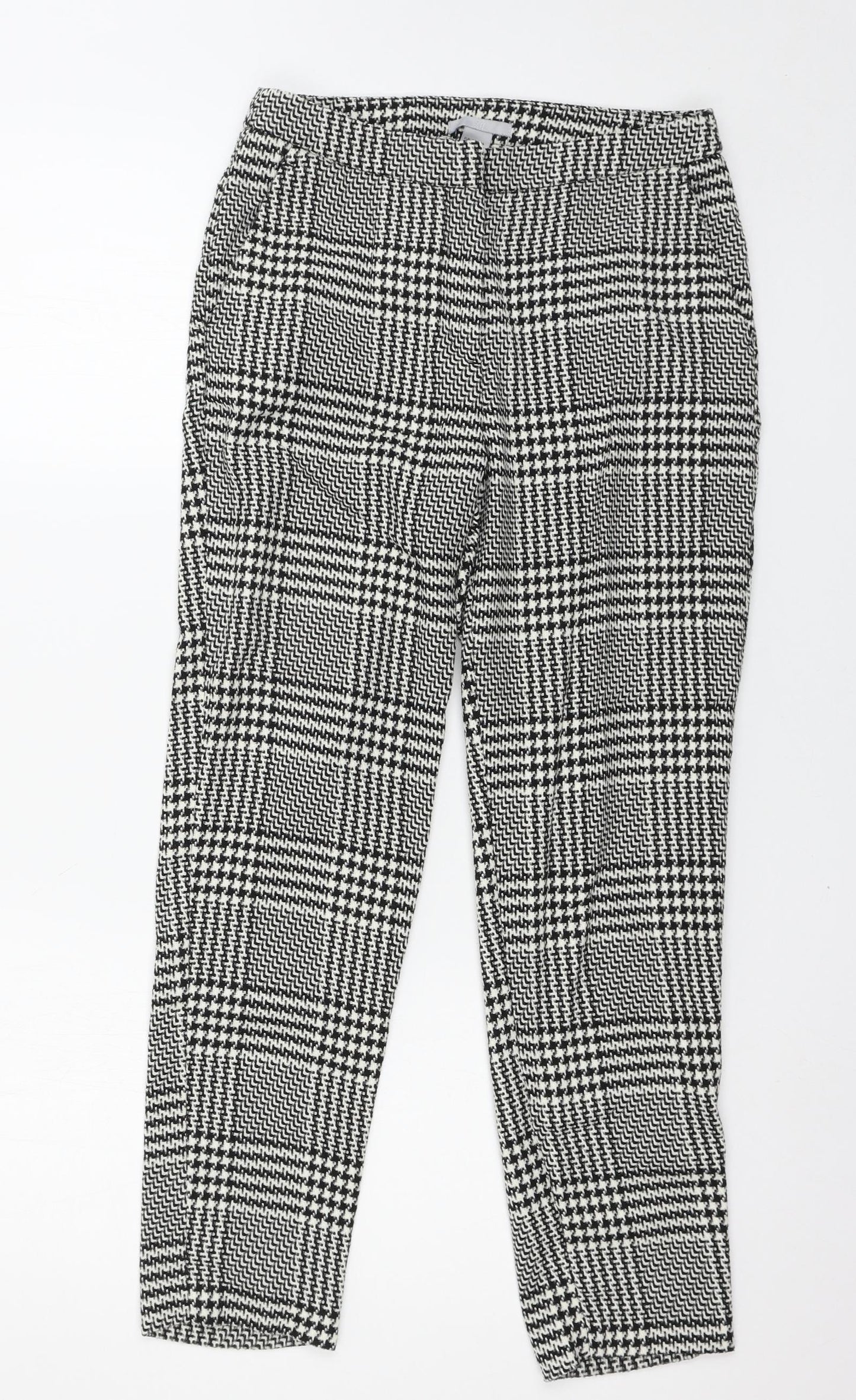 H&M Womens Black Check  Trousers  Size 6 L27 in