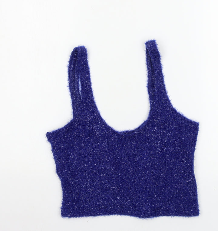 Bershka Womens Blue Basic Tank Size M