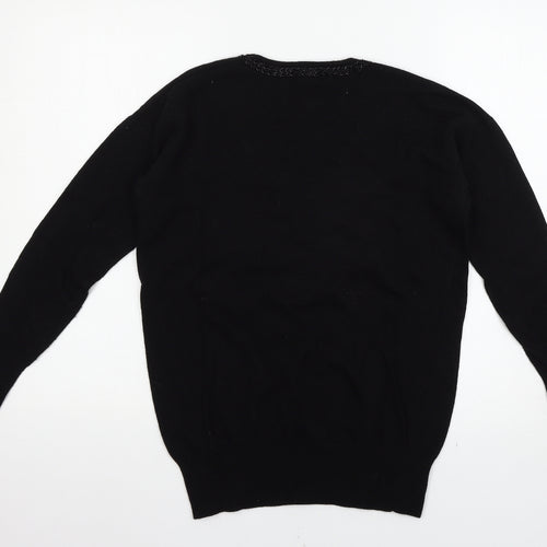 He Love Me He Loves Me Not Womens Black   Pullover Jumper Size 12