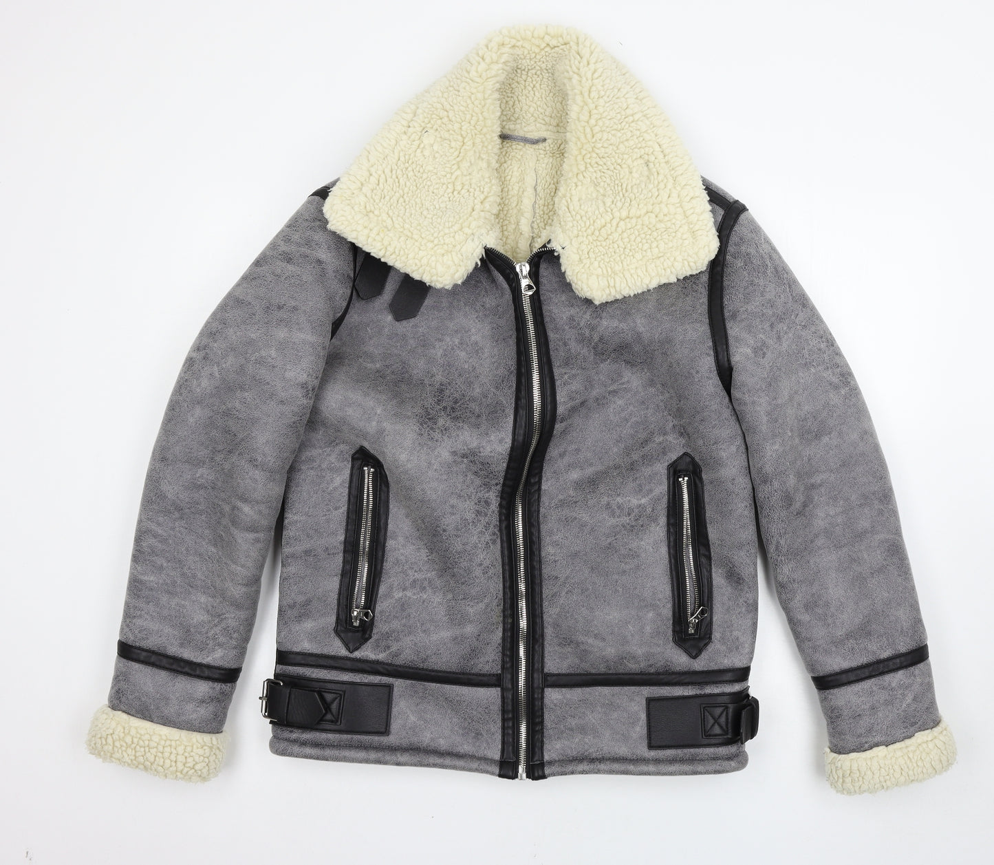 Zara Womens Grey   Biker Coat Size S