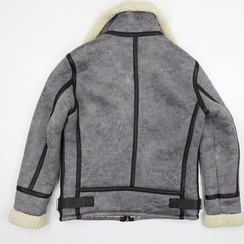 Zara Womens Grey   Biker Coat Size S