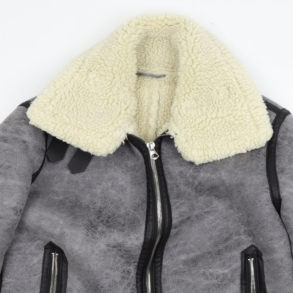 Zara Womens Grey   Biker Coat Size S