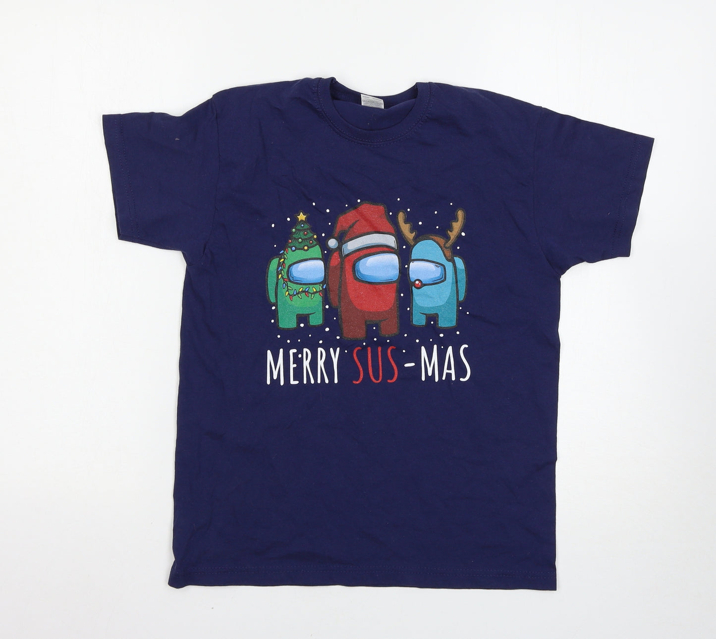 Fruit of the Loom Boys Black   Basic T-Shirt Size 10-11 Years  - Christmas T shirt