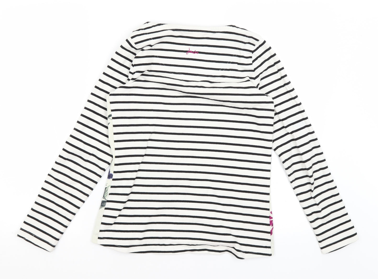 Joules Womens White Striped  Basic T-Shirt Size 8
