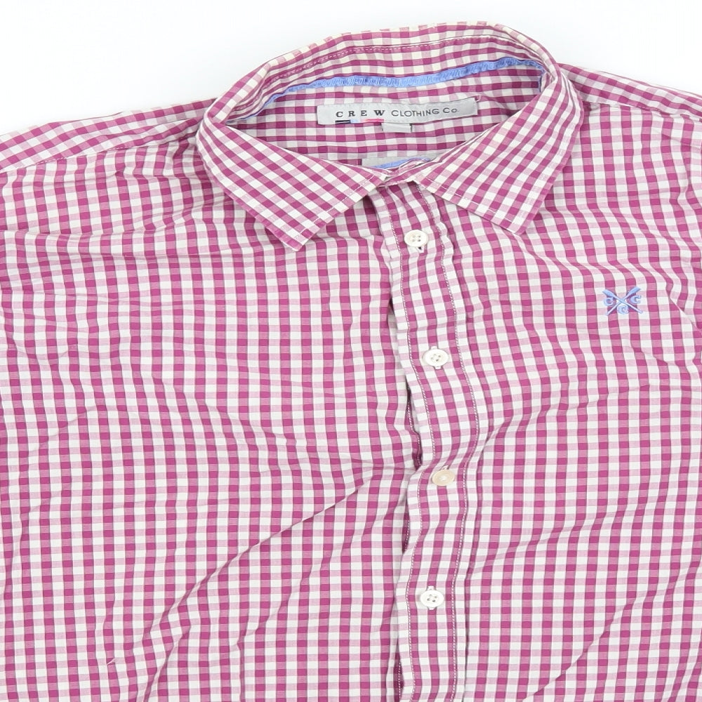 Crew Clothing Co Mens Pink Check   Button-Up Size L