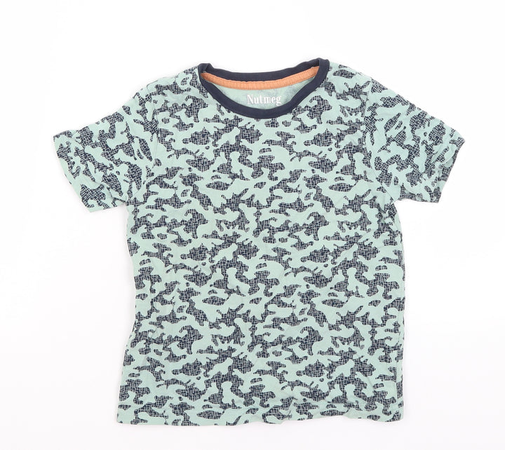 Nutmeg Boys Blue Camouflage Basic T-Shirt Size 5-6 Years