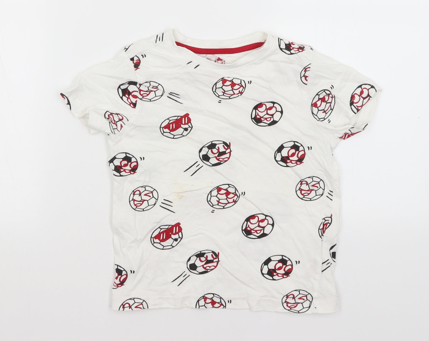 F&F Boys White   Basic T-Shirt Size 5-6 Years  - Football