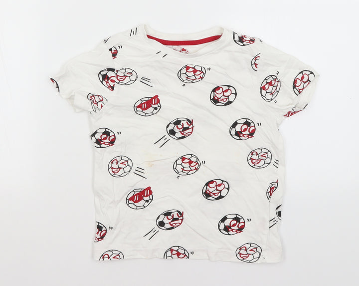 F&F Boys White   Basic T-Shirt Size 5-6 Years  - Football