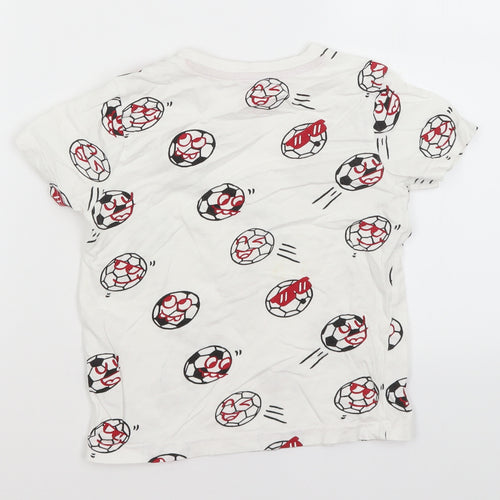 F&F Boys White   Basic T-Shirt Size 5-6 Years  - Football
